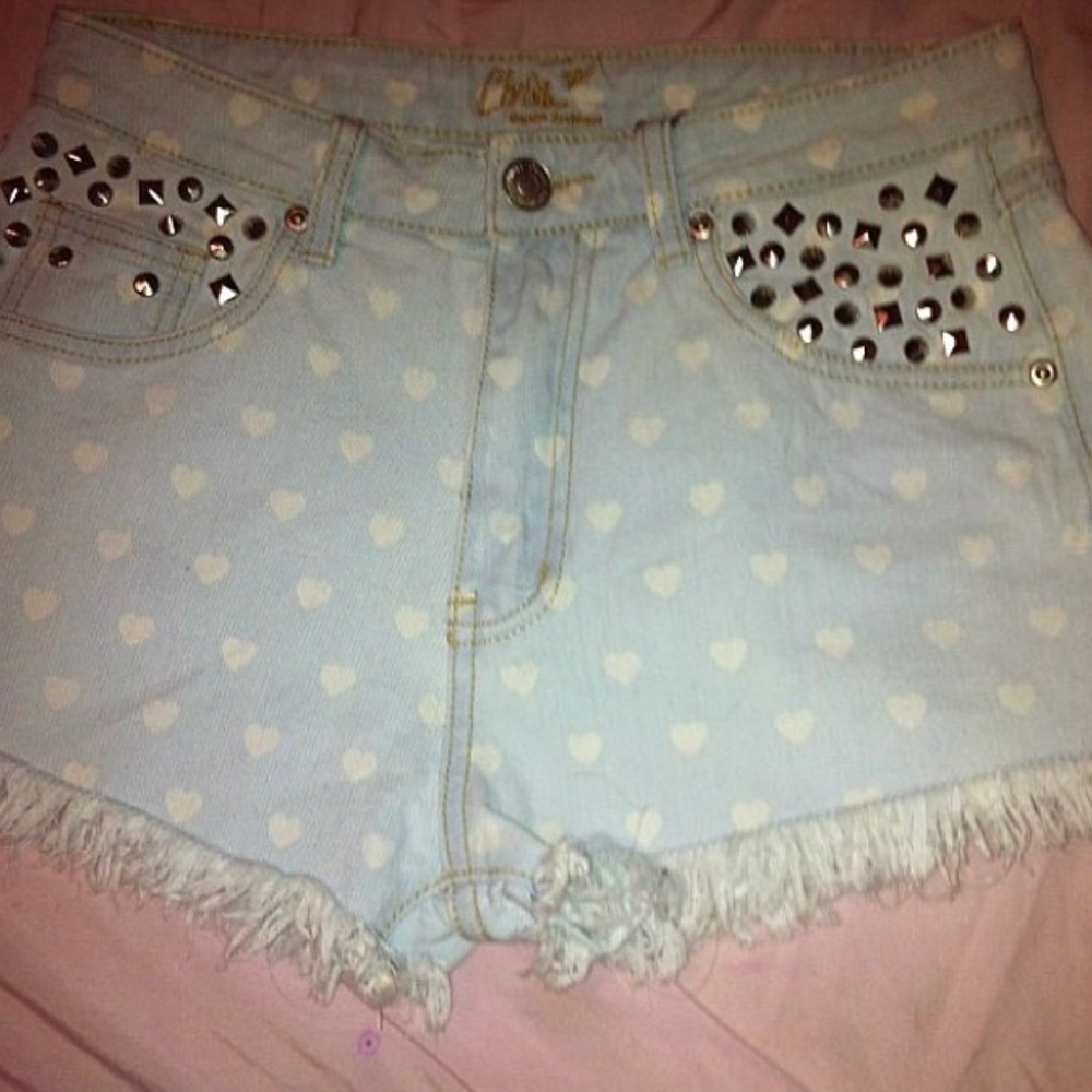 High waisted heart printed shorts